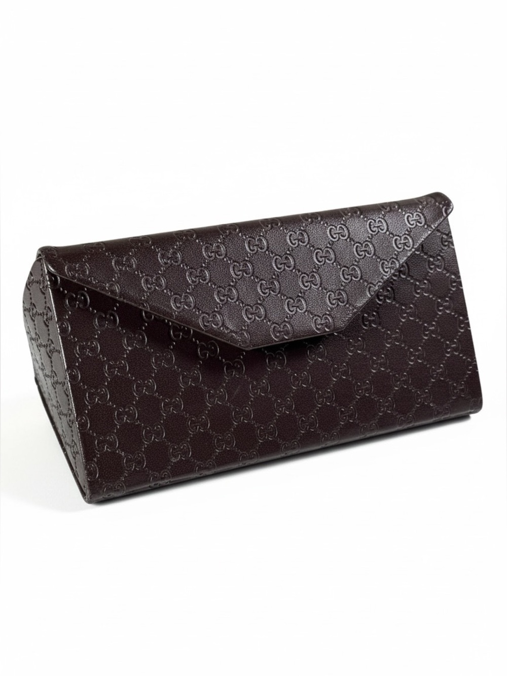 Gucci Brown Microguccissima Folding Glasses Case Snap Closure Eyewear Pouch